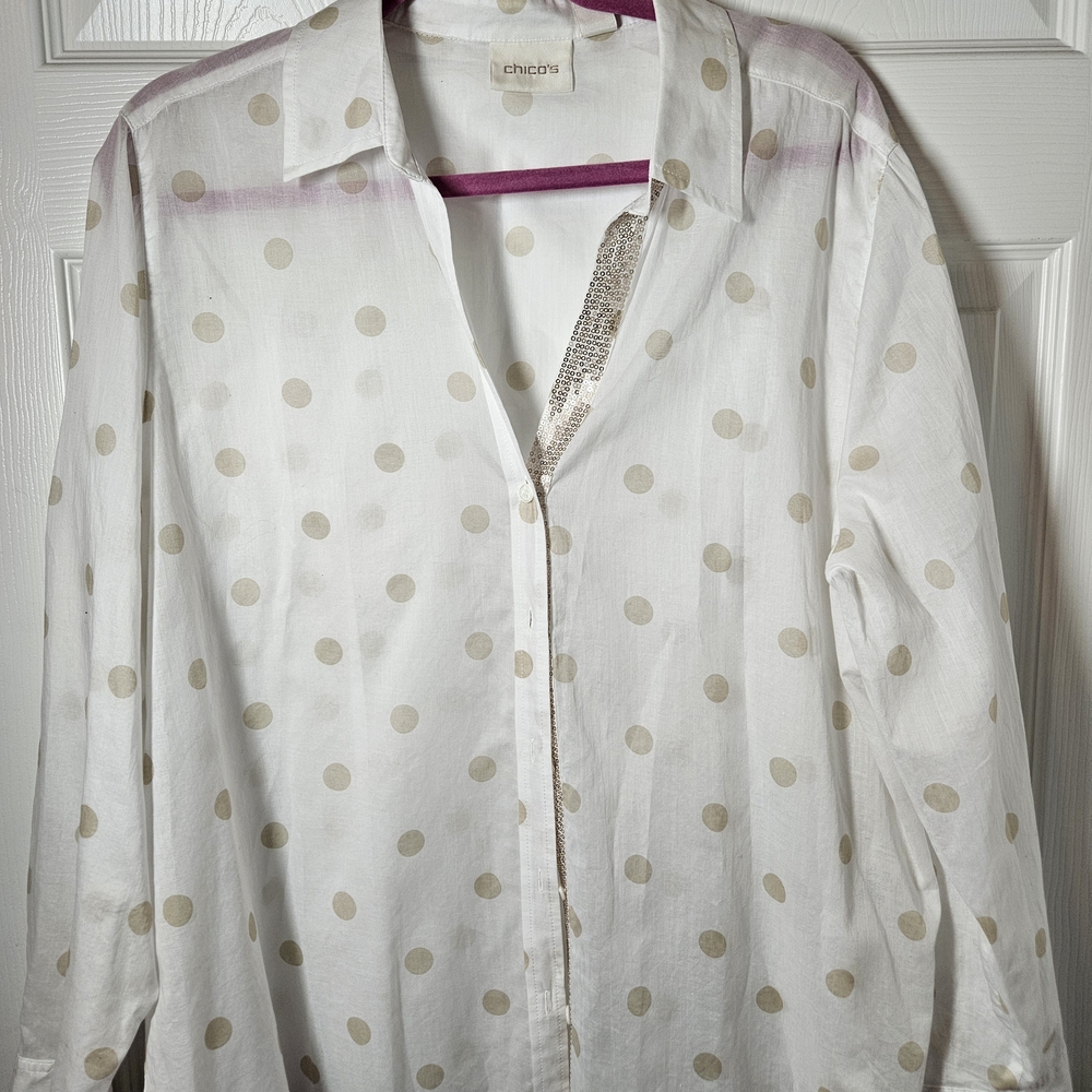 Chico's White Polka Dot Women's Top